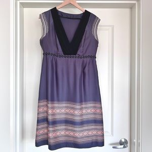 Vintage all silk dress with embroidered details, Size 10